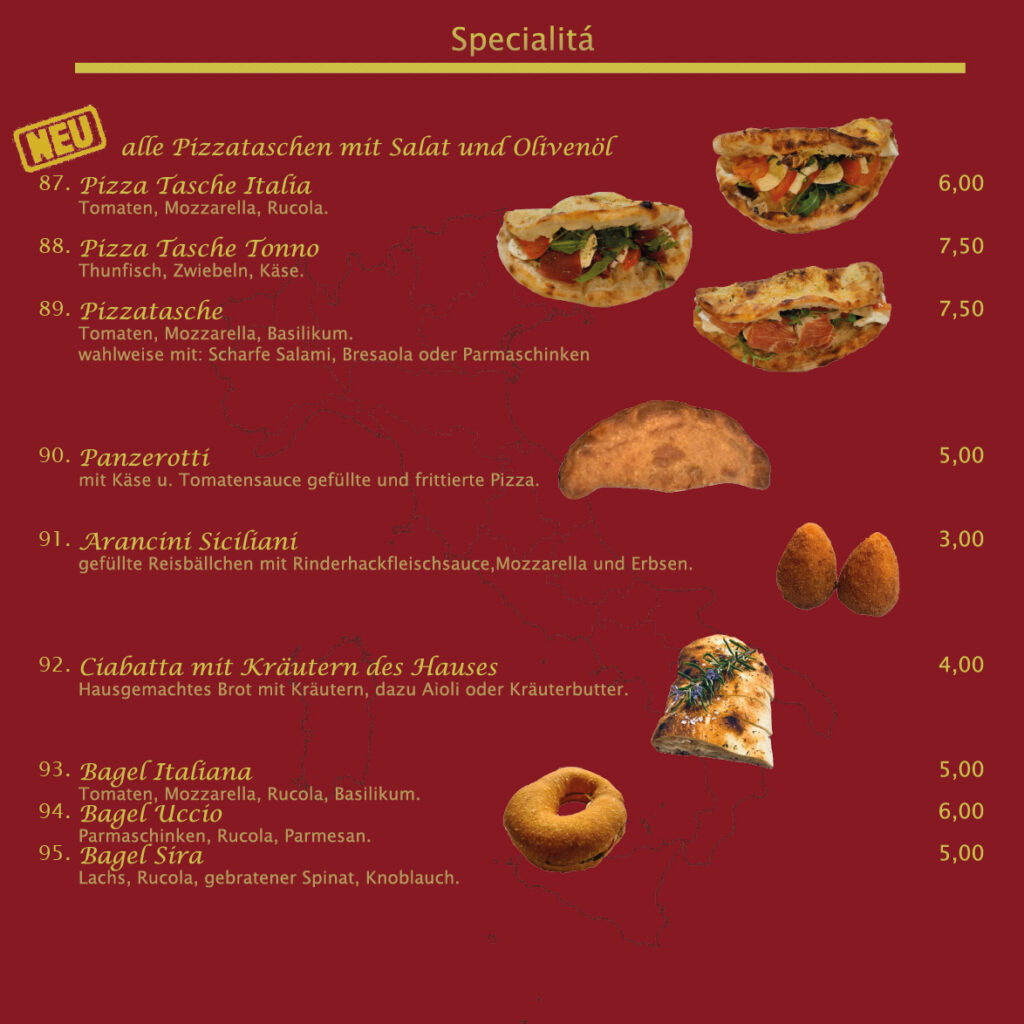 Speisekarte Pizzeria Va Bene